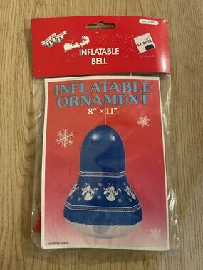 VTG NOS Liberty Bell Christmas Inflatable RED Bell 8x11” Christmas Ornament